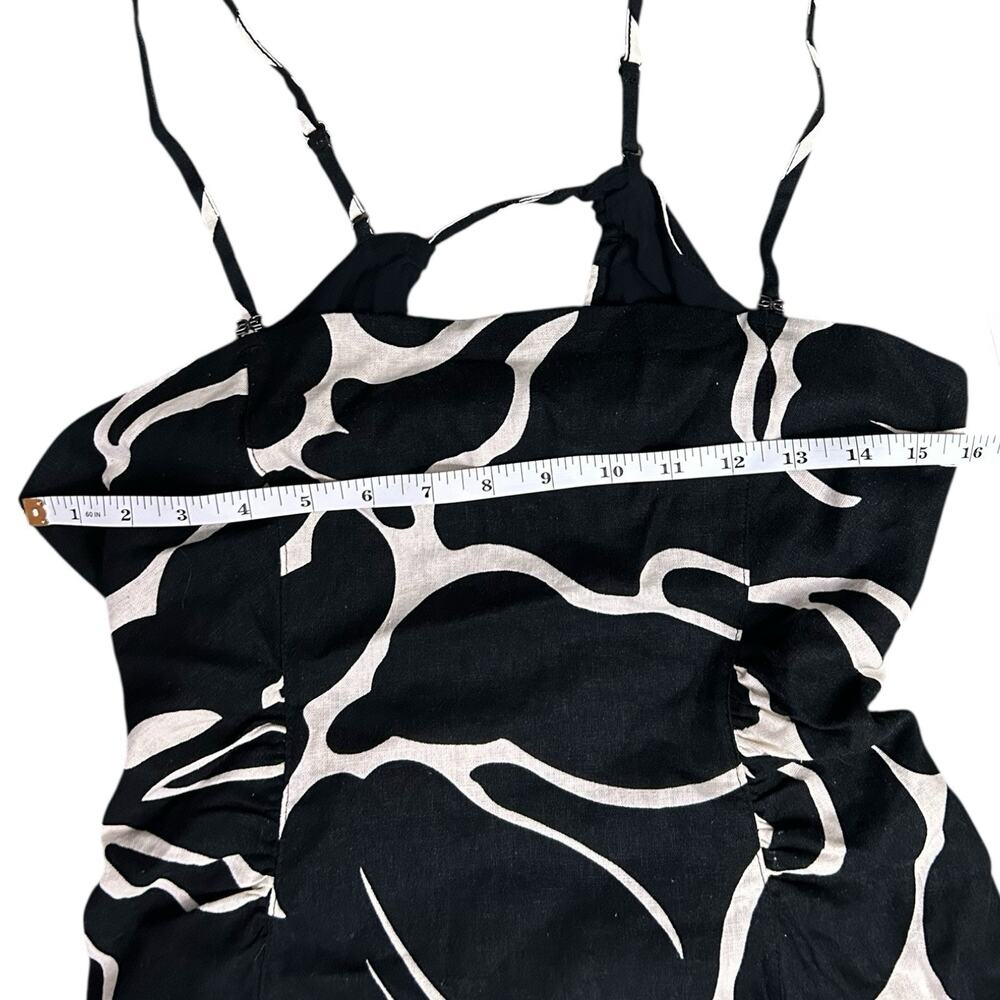 NEW Sam Edelman Merisa Linen-Blend Cutout Midi Sundress Black White M - Picture 11 of 16